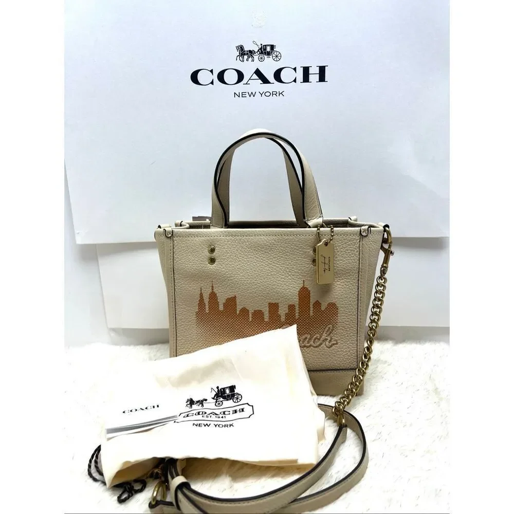 🔥🎁NWT! Coach X Jennifer Lopez Dempsey Tote 22 with New York Skyline C6494